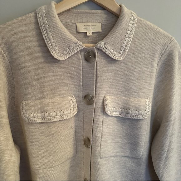 NEW Sezane Betty Cardigan in Beige Crochet | size M - Picture 5 of 9